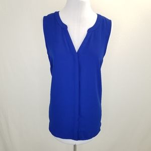 Apt 9 split neck sleeveless top blue -size Large